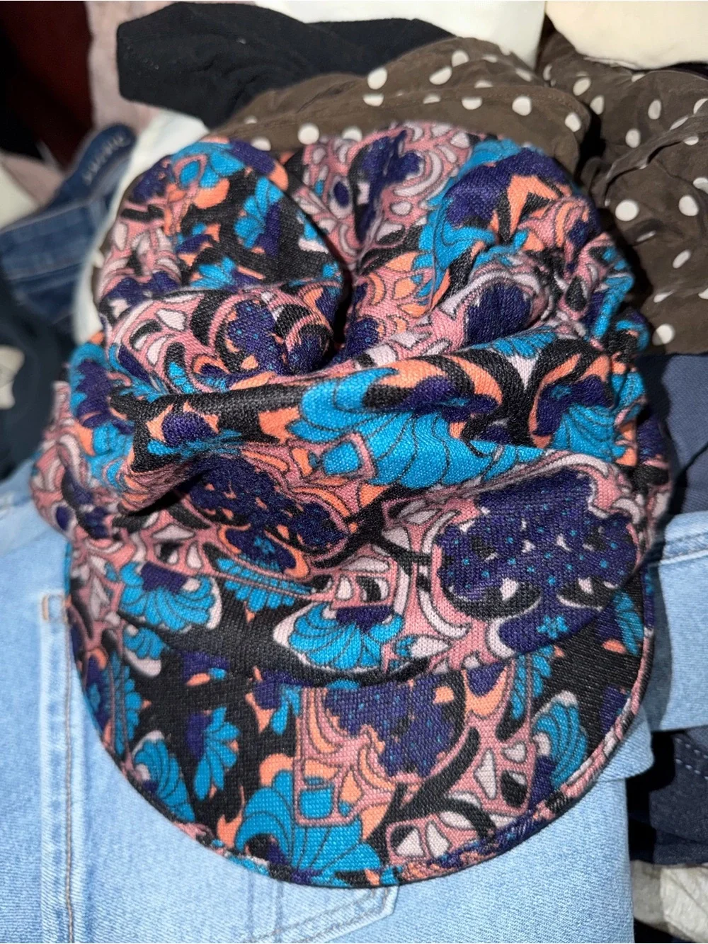 Floral Pattern Women’s Newsboy Cap - Black, Blue, Pink